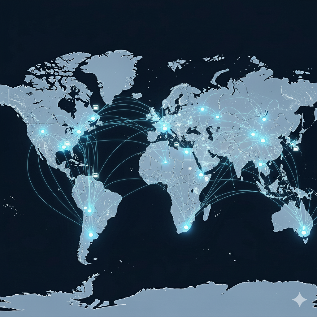 Filever's global server network map